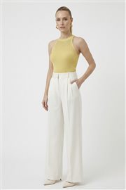 Kadın Taşlı Fitilli Halter Yaka Crop Bluz