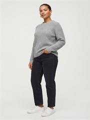 Kadın Slim Fit Uzun Kollu Gri Triko Kazak
