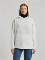 Kadın Beyaz Kapüşonlu Oversize Sweatshirt