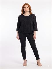 Kadın Oversize Siyah Triko Detaylı Bluz