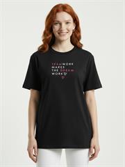 Kadın Siyah Baskılı Basic T-Shirt