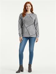 Kadın Gri Baskılı Uzun Kollu Sweatshirt