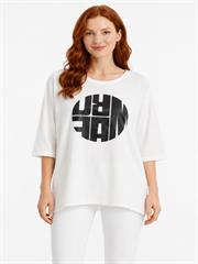 Kadın Beyaz Oversize Baskılı T-Shirt