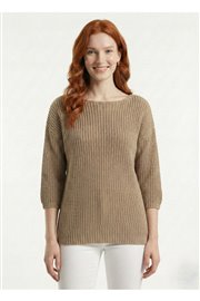 Camel Kayık Yaka Salaş Triko Kazak