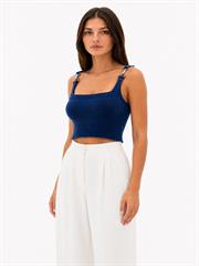 Mavi Aura Askılı Crop Bluz