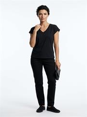 Kadın Siyah V Yaka Kısa Kollu T-Shirt