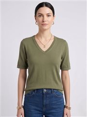 Kadın V Yaka Kısa Kollu Basic T-Shirt