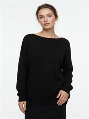 Kadın Siyah Triko Bisiklet Yaka Oversize Kazak