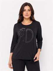 Kadın Siyah Uzun Kollu Baskılı T-Shirt