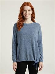 Kadın Mavi Triko Standart Kesim Sweatshirt