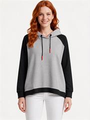 Kadın Kapüşonlu Siyah Gri Sweatshirt
