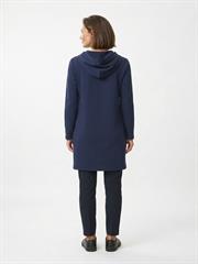 Kadın Kapüşonlu Uzun Sweatshirt Lacivert Baskılı