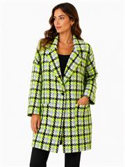 Kadın Oversize Ekose Desenli Ceket Mont