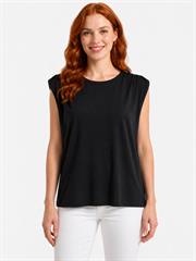Kadın Siyah Kolsuz Relaxed T-Shirt