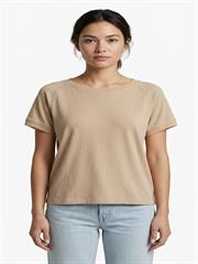 Bej Kadın Kısa Kollu Oversize T-Shirt