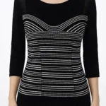 Siyah Beyaz Çizgili Triko Bluz