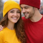 Çiftlere Özel 2'li Bere Seti Sarı Kırmızı