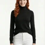 Siyah Balıkçı Yaka Fitilli Triko Kazak