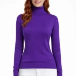 Balıkçı Yaka Triko Kazak - Mor