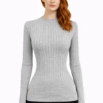 Bisiklet Yaka Fitilli Triko Kazak - Gri