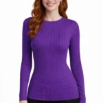 Bisiklet Yaka Fitilli Triko Kazak - Mor