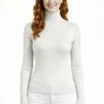 Balıkçı Yaka Fitilli Uzun Kollu Triko Kazak - Ekru