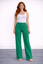 Beli Lastikli Bol Paça Polyester Pantolon