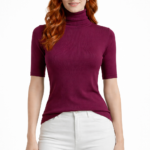 Kadın Mor Yarım Balıkçı Yaka Slim Fit Triko Bluz