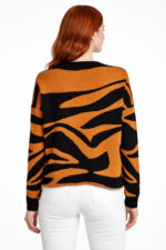 Hardal Siyah Zebra Desenli Oversize Kazak - Görsel 2