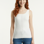 Kadın Beyaz Triko Askılı Slim Fit Bluz