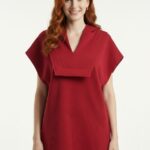 Kadın Kırmızı Kapüşonlu Oversize Süveter