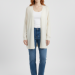 Kadın Oversize Triko Hırka - Uzun Kol, Ekru