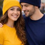 Çiftlere Özel 2'li Bere Seti Sarı Lacivert