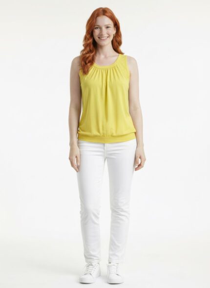 Kadın Kolsuz Slim Fit Triko Bluz - 38, Sarı