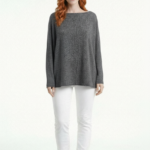 Kadın Oversize Triko Uzun Kollu Gri Bluz
