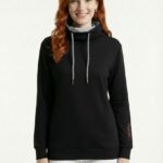 Kadın Kapüşonlu Siyah Sweatshirt Uzun Kollu