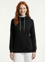 Kadın Kapüşonlu Siyah Sweatshirt Uzun Kollu