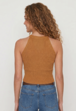 Kadın Fitilli Halter Yaka Crop Bluz - Görsel 5