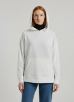 Kadın Beyaz Kapüşonlu Oversize Sweatshirt