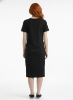 Kadın Siyah Kısa Kollu Basic T-Shirt Elbise - Görsel 2