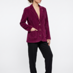 Kadın Mor Kadife Blazer Ceket
