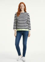 Çizgili Kadın Bisiklet Yaka Slim Fit Uzun Kollu Bluz