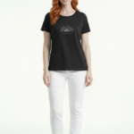 Kadın Basic Güneş Desenli Yuvarlak Yaka Kısa Kollu T-Shirt