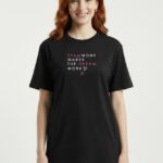 Kadın Siyah Baskılı Basic T-Shirt