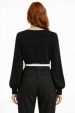 Dekolteli Crop Bolero Triko - Görsel 2