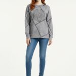 Kadın Gri Baskılı Uzun Kollu Sweatshirt