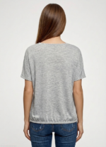 Kadın Relaxed Fit Gri Kısa Kollu T-shirt - Görsel 2