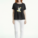 Kadın Siyah Limonata Baskılı Rahat Kesim T-Shirt