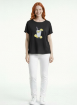 Kadın Siyah Limonata Baskılı Rahat Kesim T-Shirt