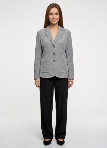 Kadın Gri Triko Blazer Ceket